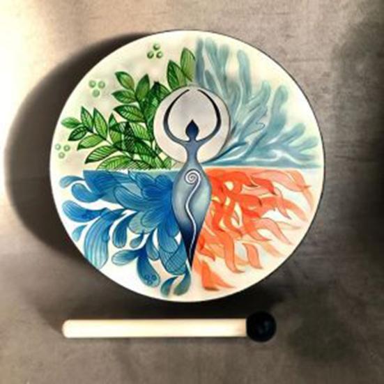 Shaman Drum 10 Inch Handmade Hand Drum with Drum Stick Tree of Life Sound Healing Instrument for Spiritual Music Reflection Meditation