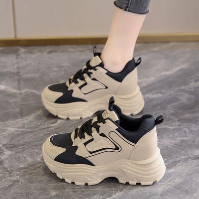 Small Height Sports Shoes Women's New Spring Thick Sole Inner Height Increase Dad Shoes Women's Versatile
