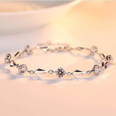 S925 Silver Diamond Bracelet Women's Trendy Japanese and Korean Style Fresh and Stylish Bracelet