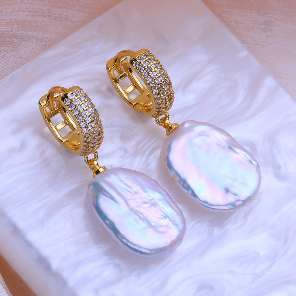SENIKO Natural Freshwater Big Baroque Pearl Earrings Fashion Pearl Drop Earrings For Women Party Jewelry