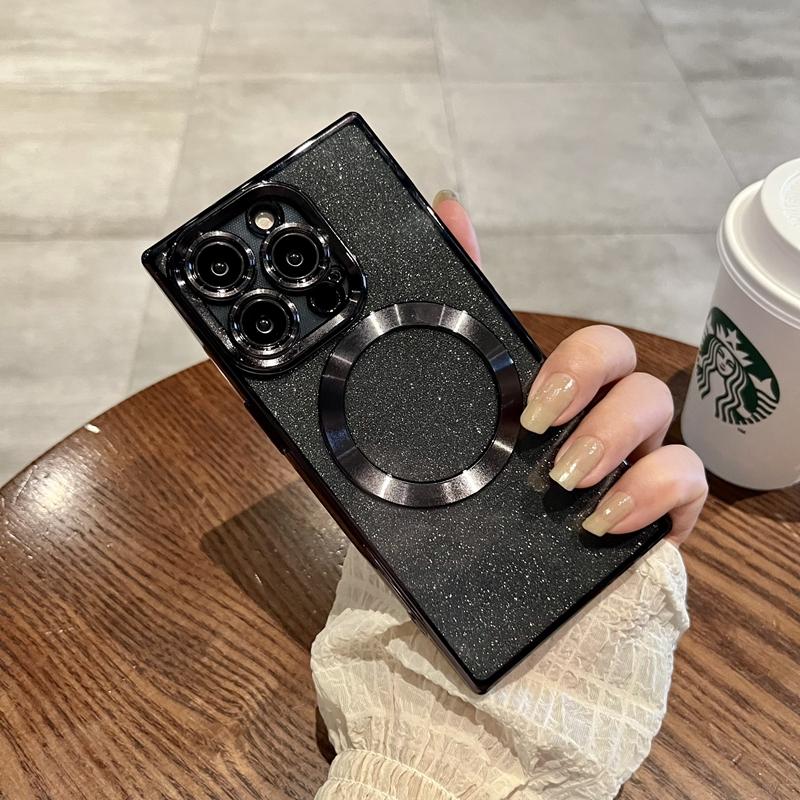 

Розкішний блискучий чохол для телефону з бездротовою зарядкою Magsafe для iPhone 11 12 13 14 15 16 Pro Max Plus Магнітна прозора бамперна кришка For iPhone 13