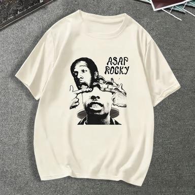 ASAP Rocky Portrait Print TShirt Suitable for Both Men and Women for Casual Streetwear