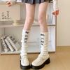 1Pair Cold-Proof Fashion Knitted Personality Stockings Versatile Acrylic Fibers Butterfly Knot Socks High-top