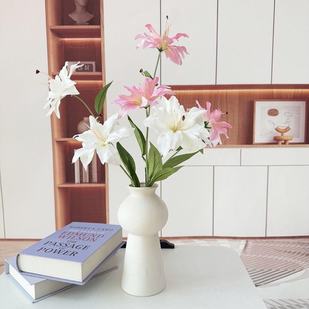 86cm Height Artifiical Flower Branch Flexible Stems Lily Fake Flower  Desktop Ornament
