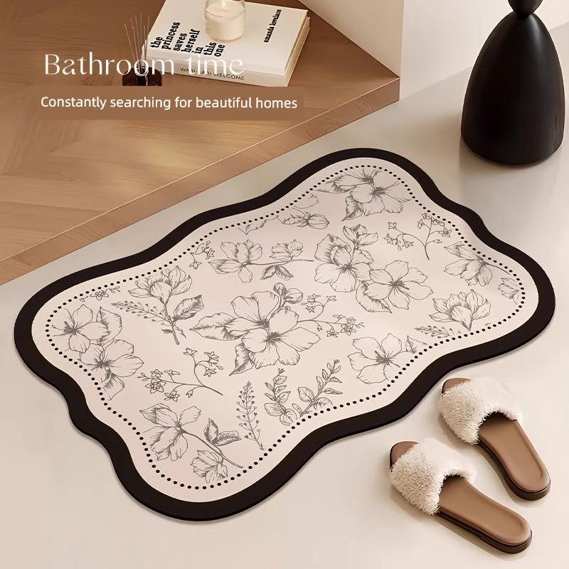 Simple Bathroom Floor Mat Diatom Mud Absorbent Quick-Drying Floor Mat Non-Slip Bathroom Easy-Care Household Bathroom Carpet