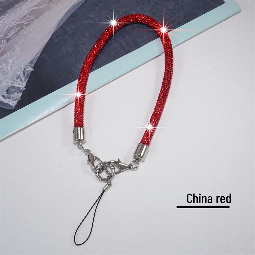 Luxury Rhinestone Phone Lanyard: 0.8CM Anti-Lost Wrist Keychain and Bag Chain