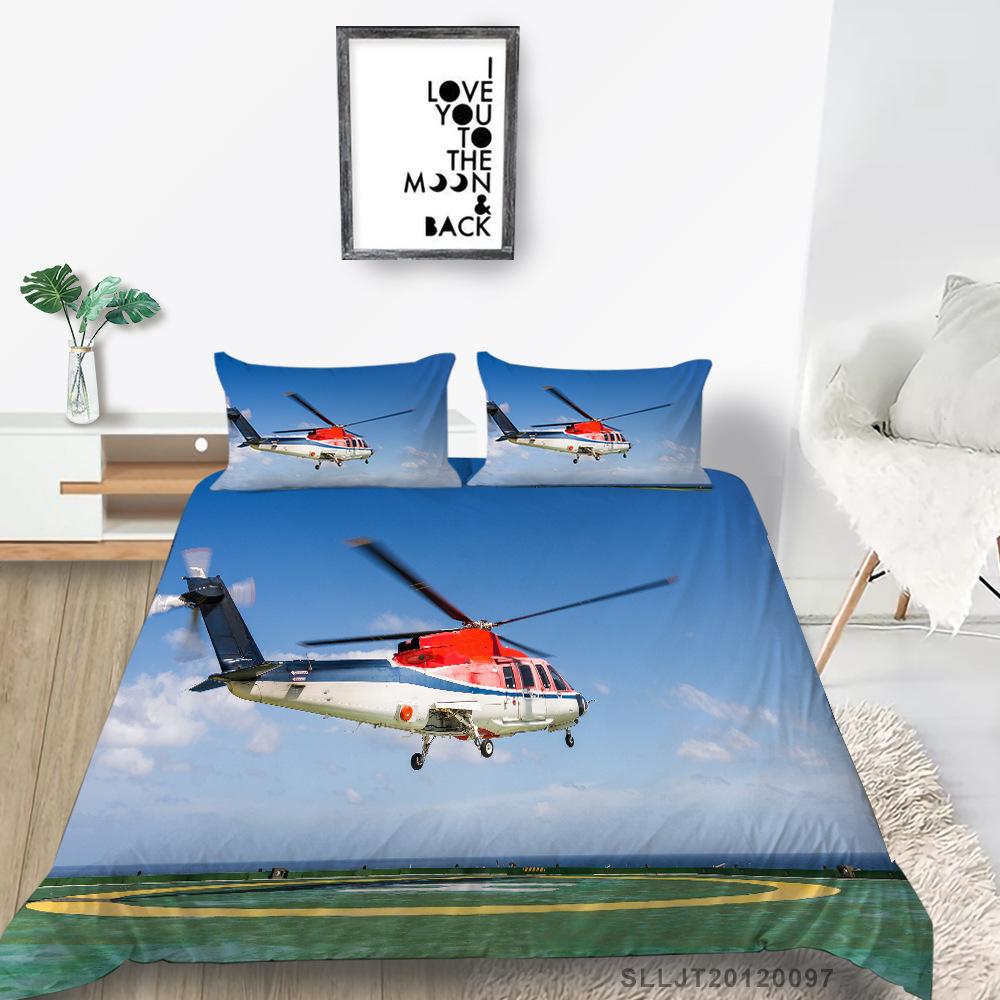 

Aircraft Series Quilt Cover Pillowcase Two Or Three-Piece Set 3D Digital Printing Polyester EU single 135*200