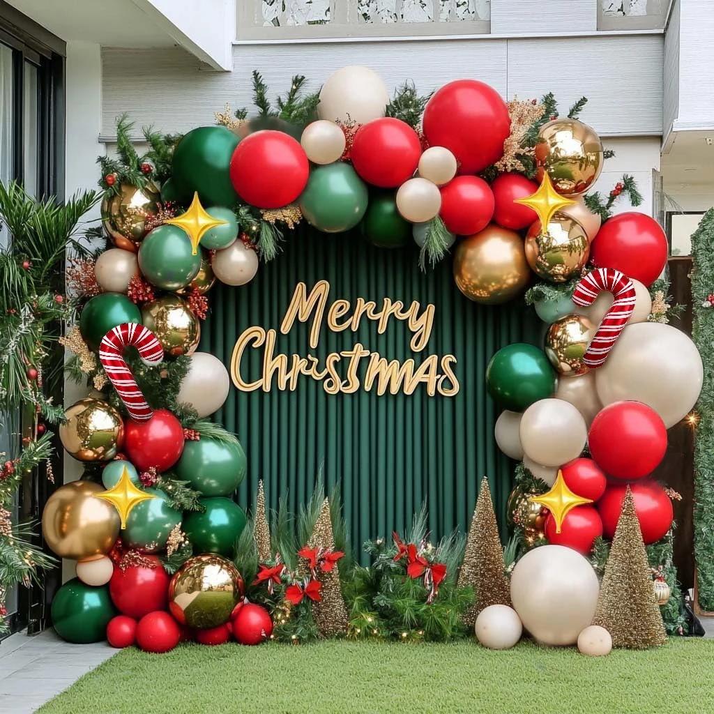 5-139pcs Christmas DIY Decoration Christmas Balloon Set Cane Candy Elk Ginger People Flower Wreath Arched Decoration