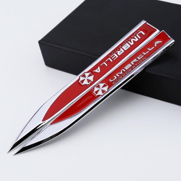 2 x Biohazard Resident Evil Umbrella Corporation Logo Auto Seitentür Aufkleber Kotflügel Abzeichen Emblem (15 * 1,8 cm)