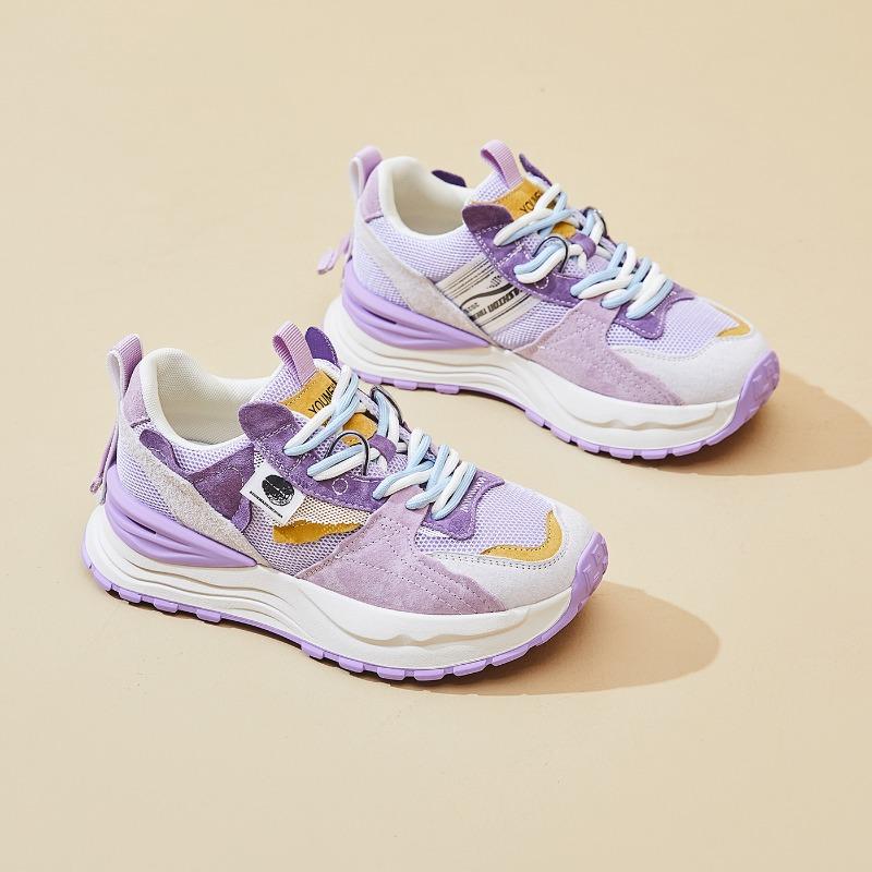 Nové dámské tenisky, módní sportovní jednobarevné boty se silnou podrážkou