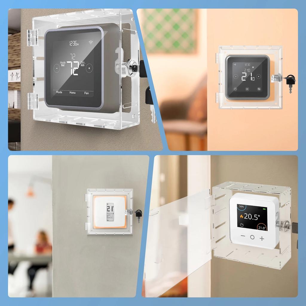 Universal Thermostat Lock Box Acrylic Thermostat Cover Transparent Thermostat Guard Wall Mount Thermostat Guard Box for Office