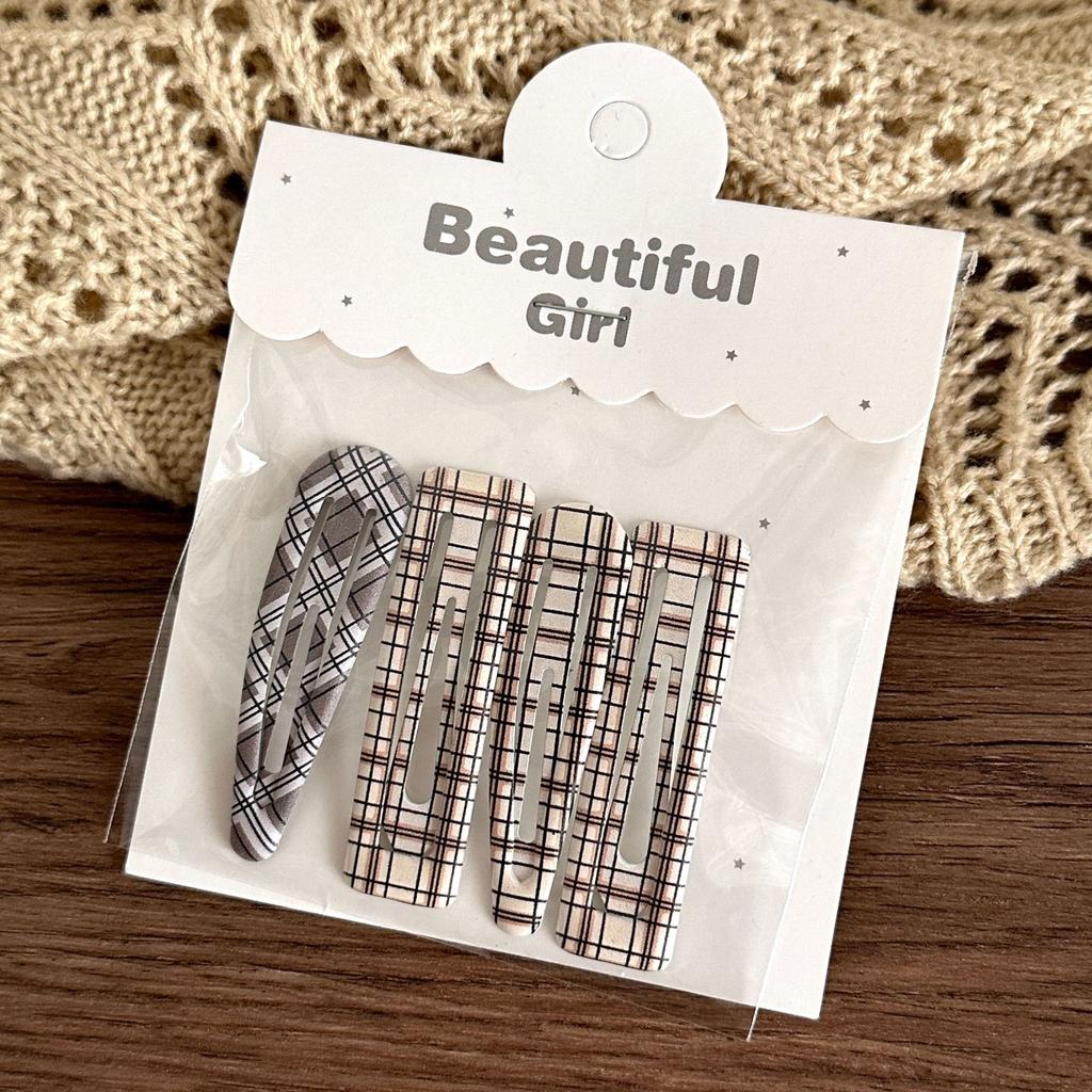 4-Pack Candy Cream Color Children's Water Drop Square Hair Clips Baby Bangs Clips Hairpins Girls' Hair Accessories Clips