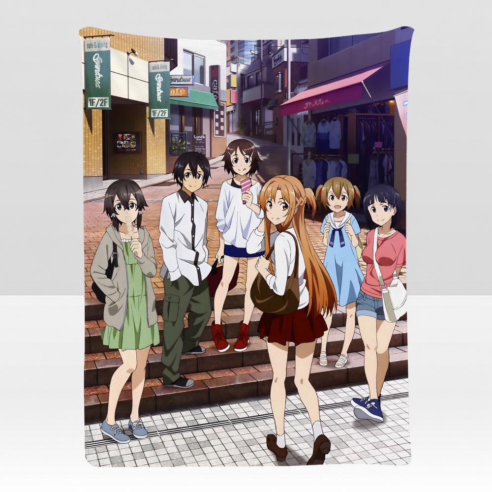 anime VOnline Sword AArt Throw Soft Flannel Blanket for Bed Bedroom Sofa Picnic Throw Skinfriendly Breathable Gift Cover
