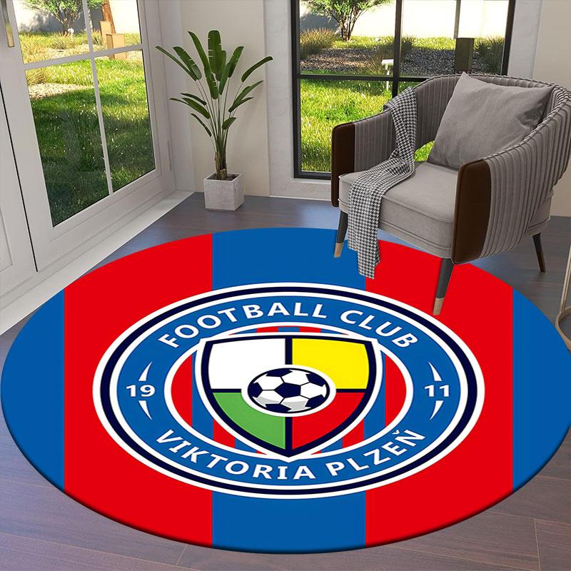 FC Viktoria Plzen Round Area Rug,Carpet Rug for Living Room Bedroom Sofa Playroom Decor,Non-slip Floor Mat