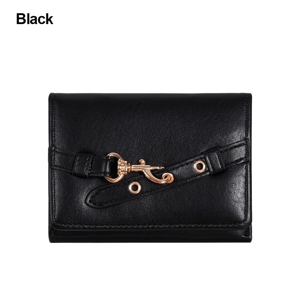 

New Pouch PU Leather Wallets Money Bag Card Holder Short Hasp Fold-over Purses Large Capacity Women Wallets чёрный