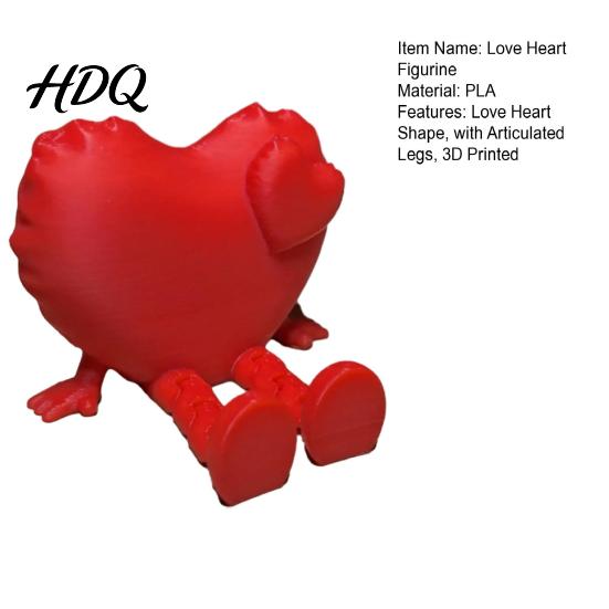 Love Heart Decoration Figurine with Articulated Legs 3D Printed Shape Statue Legs