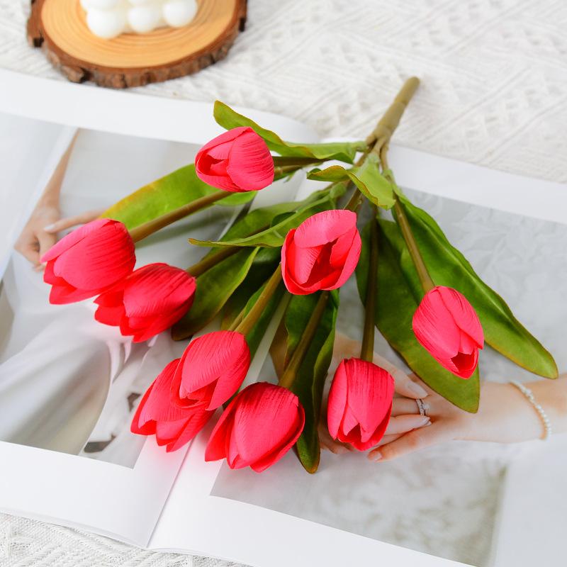 Tulip Simulation Flower Ome Living Room Offee Table Decoration Floral Arrangement Flower Tulip Bundle Garden Greening Project