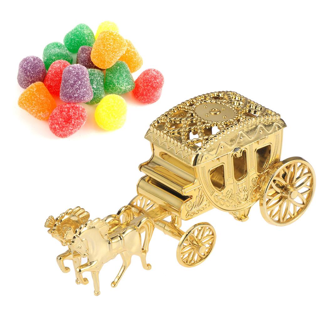 Plastic Wedding Carriage Favor Boxes Decorative Sweets Gift Boxes for Bridal Shower Party Treats Packaging Golden