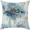 Blue Flower and Bird Print Decorative Pillowcase Living Room Office Ornaments Home Pillowcase