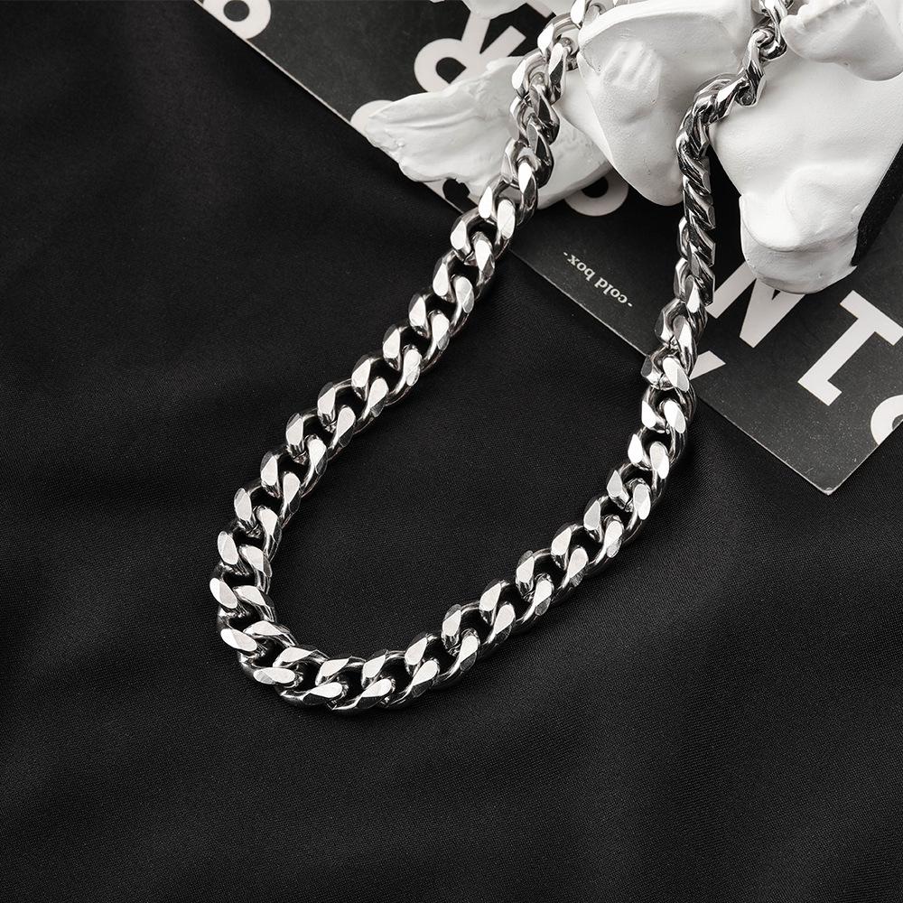 Cuban Link Titanium Steel Necklace - Thick Chain, European & American Hip Hop Style, Unisex Trend, Six-Sided Design