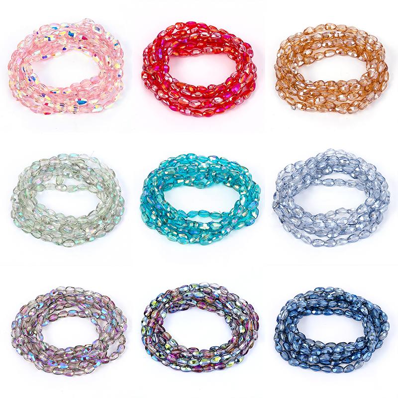 10 Colors 6x8mm Faceted Glass Beads Loose Craft Spacer Beads for DIY Jewelry Bracelet Necklace Earring Keychain Making Crafts