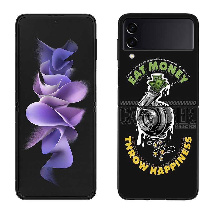 Car Parts Auto Mechanic Phone Case For Samsung Z Flip 7 6 5G Galaxy Z Flip 5 4 3 Black Hard Cell Cover Luxury PC Shell Coque