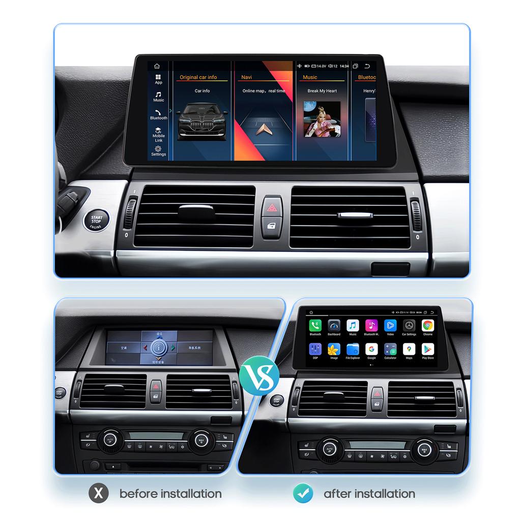 OSSURET 10,25 Zoll Carplay Android 13 Autoradio für BMW X5 E70 X6 E71 CCC CIC Auto intelligente Systeme Radio GPS Navi Stereo DSP Bluetooth SWC Head Unit
