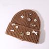 New Autumn and Winter Hat Women's Multi Button Thick Thread Knitted Woolen Hat Warm Ear Protection Bag Head Hat Pullover Cold Hat