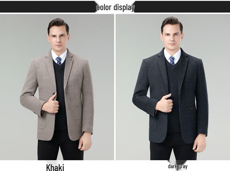 Men's Plus Size 2025 Double-Faced Wool Coat with Detachable Inner Down Jacket and Suit Collar