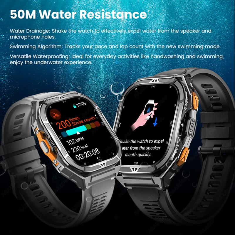 2025 Nové GPS Chytré hodinky Muži 1,96palcový HD AMOLED displej Kompas Bluetooth volání 5ATM Vodotěsné Sportovní Chytré hodinky pro Android iOS