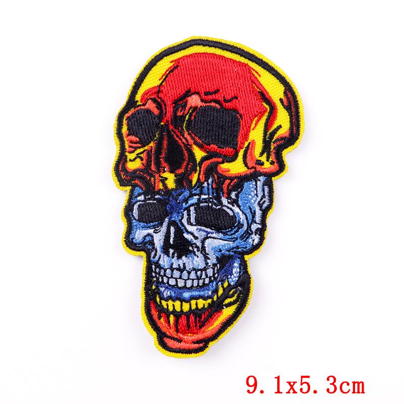 Punk Horror Skull Embroidery Patch Iron On Patches For Clothing Thermoadhesiv Patches On Clothes DIY Rock Biker Decorate Badges