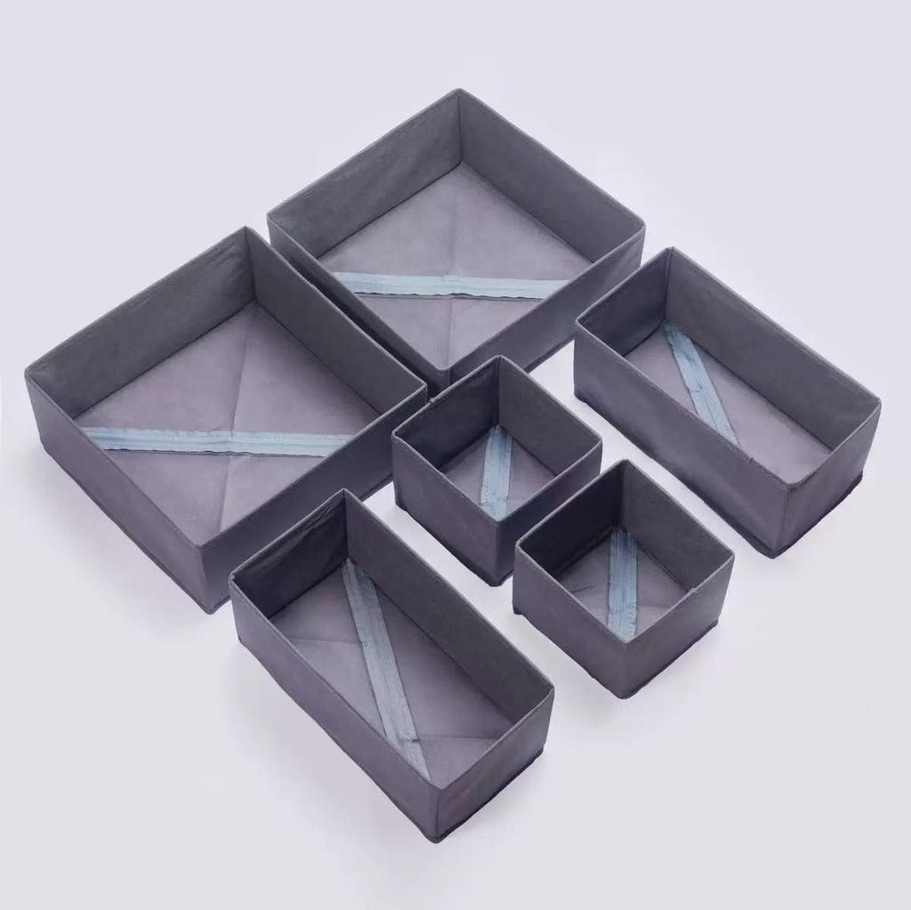 Organisateur Six Pièces sans Couvercle en Intissé: Ensemble de boîtes de rangement pour sous-vêtements et soutiens-gorge