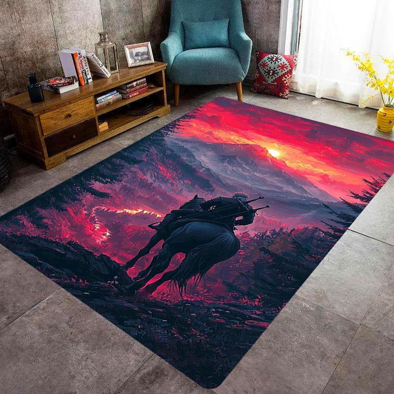 Mountain Rider Sunset Carpet Home Decor Living Room and Bedroom Mats Dormitory Decoration Art Bathroom Mat