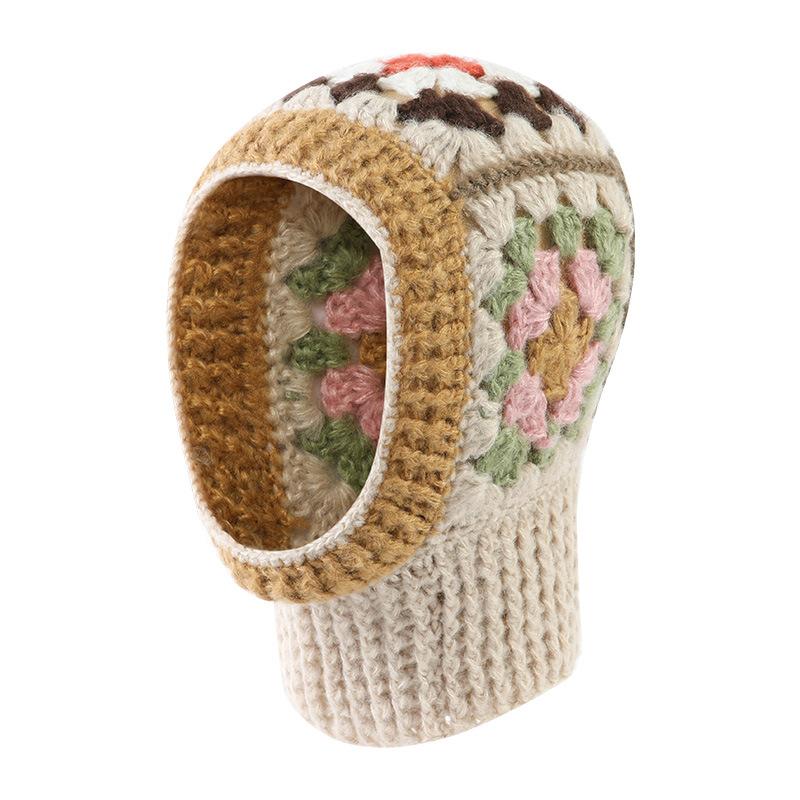 1pc Winter Elegant Knitted Balaclava Hat Windproof Warm Personality Multi-functional Hooded Scarf Balaclava Beanie Hat for Women