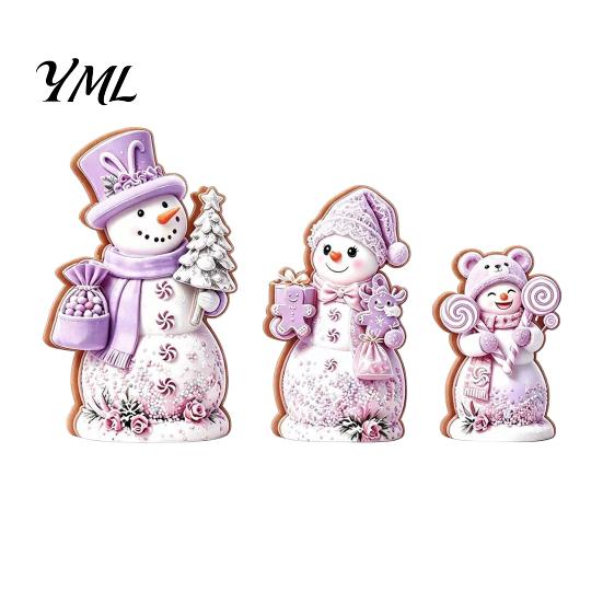 Unique Christmas Tree Hanging 3PCS Snowman Wooden Ornaments, Decorative Cute Festive Figures, Handcrafted Solid Wood Ornaments High-definition