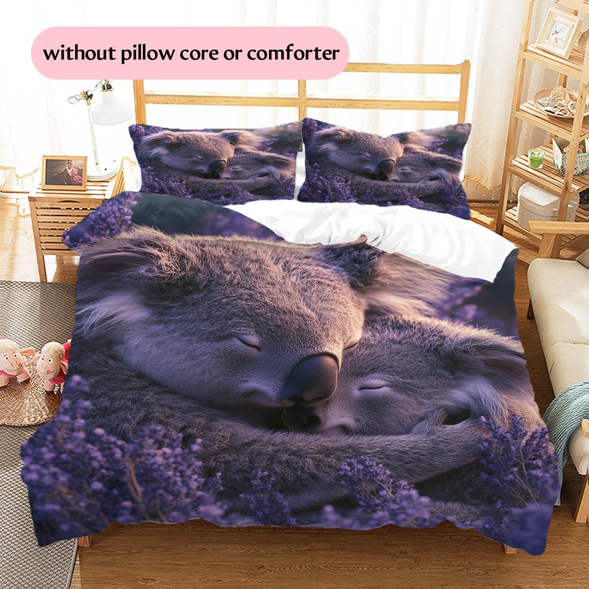 

Koala and flowers Pattern Bedding Home Decoration Birthday Gift (1 * duvet cover + 2 * pillowcase, without core) 135x200cm
