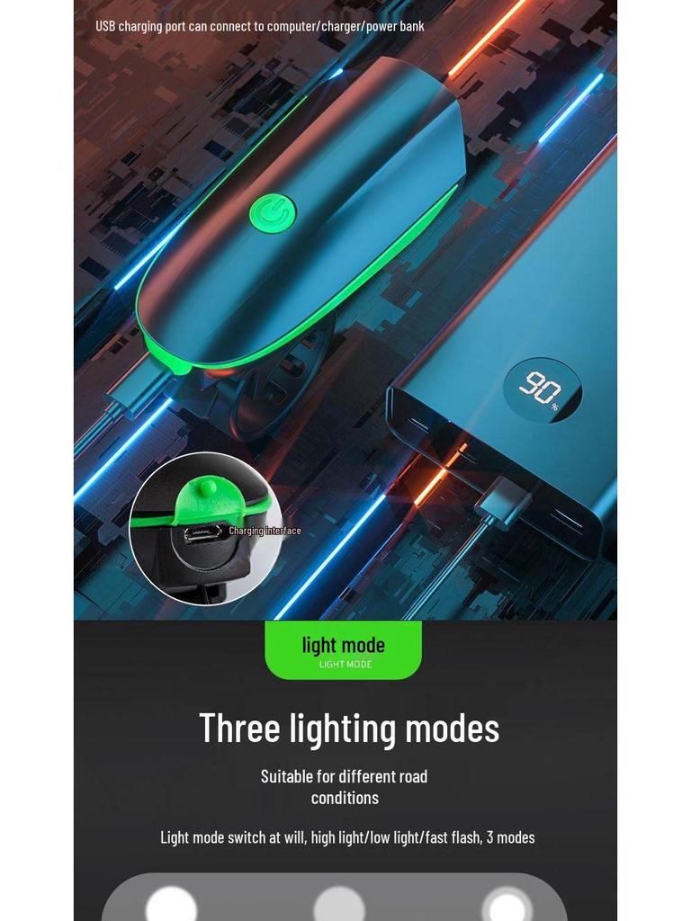 Fernlicht Fahrradlampe vorne mit Hupe für Nachtfahrten & Kinder-Radfahren