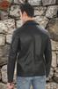 Men's Genuine Lambskin Jacket Stylish Black Zippered Leather Coat Classic Straight Collar Handmade Leather Jacket