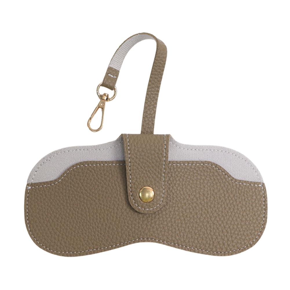 PU Leather Simple Eyewear Storage Bag Solid Color Glasses Protective Cover Lychee Pattern Soft Sun Glasses Pouch for Friend Gift
