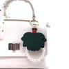 Anti-lost Leaves Leather Key Chain Pearl Chain Bag Pendant Portable Pomelo Leaves Keyring  Backpack
