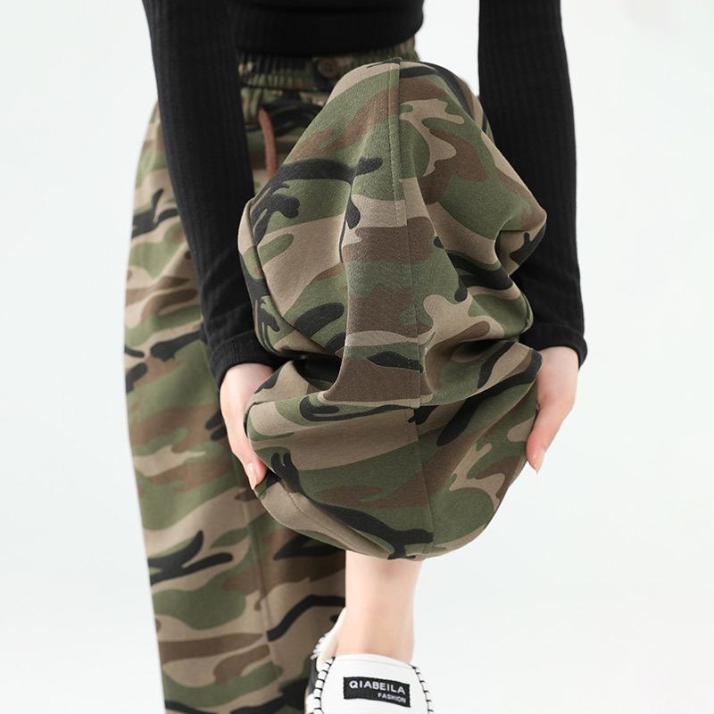 Camouflage Wide-leg Pants for Women In Spring and Autumn New High Street Loose High Waist Narrow Version Wide-leg Casual Slim Floor Pants