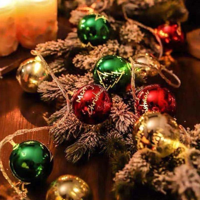 1PC 1.5m10leds Battery Powered Yellow Red Green Christmas Ball String Light for Christmas Atmosphere Party Room Festival Decor