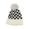 Temu Autumn and Winter New Knitted Hat Women's Casual Versatile Checkerboard Plaid Wool Hat Women's Winter