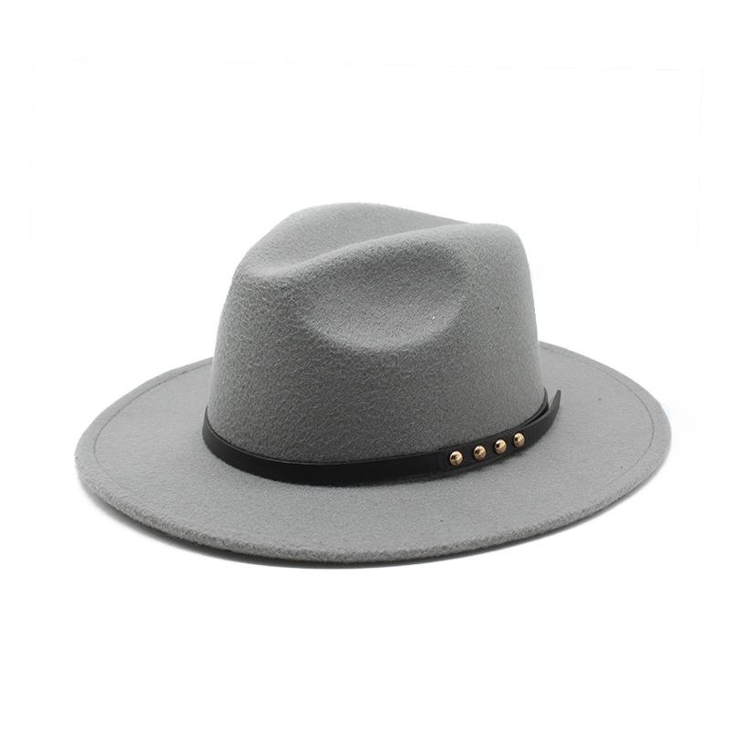 Black Woolen Hat With Belt Trim Vintage Top Hat Woolen Jazz Hat