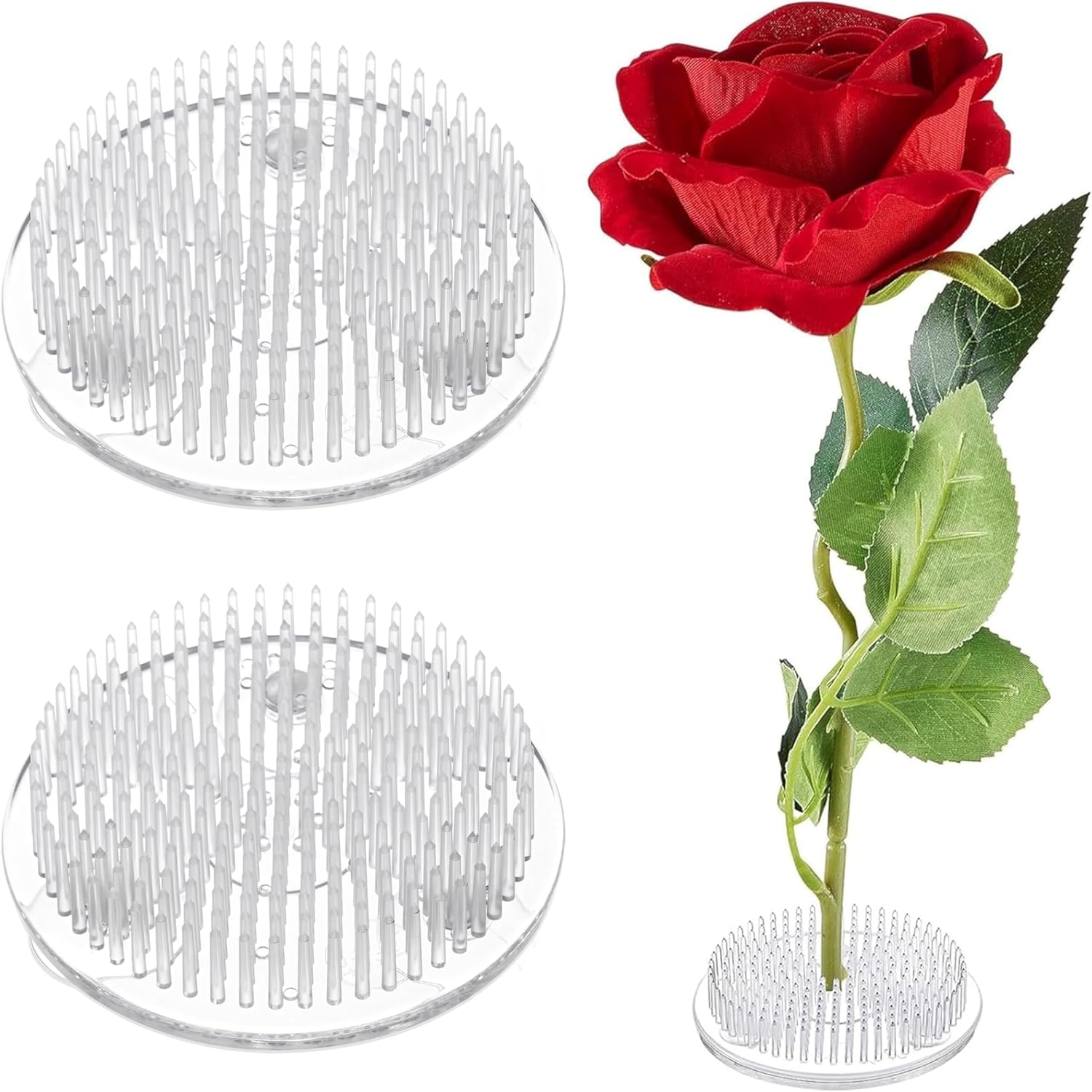 2Pcs Clear Plastic Flower Frog Pin Holders for Arrangements Vase - 2.76 Inch (70mm) - Reusable Round Floral Pin Frogs for Flower Arranging - Floral