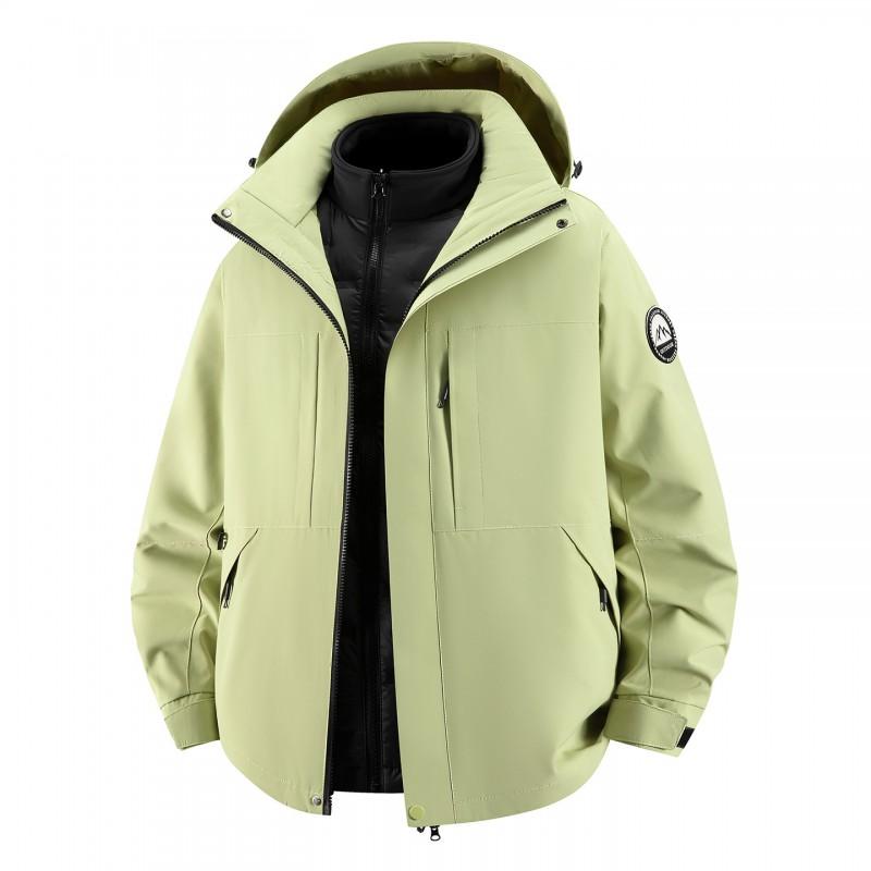 Men Women 3-in-1 Outdoor Waterproof Windproof Jacket With Detachable Down Inner Layer Hiking Camping Winter