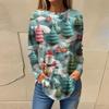 Tee Shirts For Women Casual Round Neck Long Sleeve Shirts Christmas Printing Top Pullover