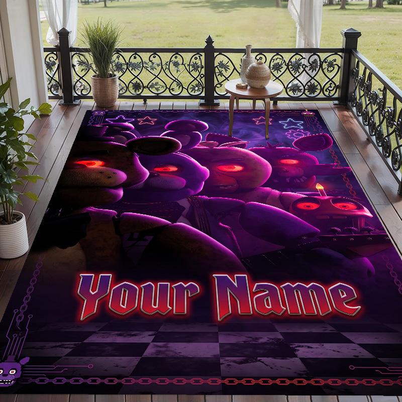 Custom Text Five Nights at Freddy’s Pattern Floor Rug Soft Indoor Carpet Mat Living Room Bedroom