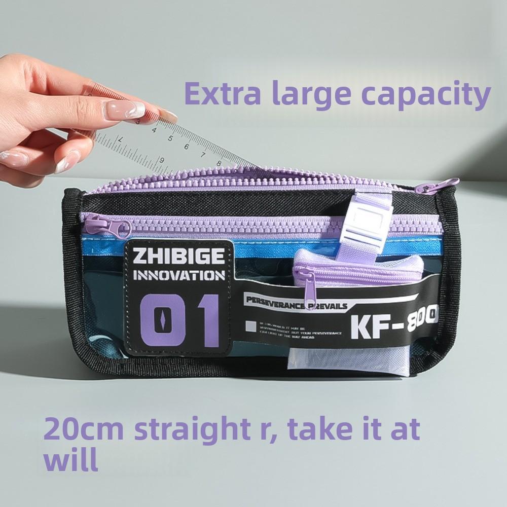 Canvas Letters Stationery Bag Double-layer Pencil Pouch Ins Fashion Racing Car Pen Bag Boys Men