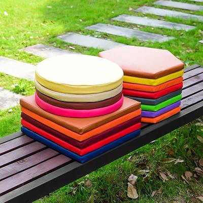 Camping Seat Pad Portable Outdoor Cushion Minimalist PU Leather Mat with Handle for Hiking Picnic Beach Foldable Round Stool